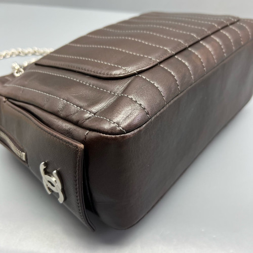 Chanel Shoulder Bag Calfskin Brown
