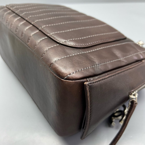 Chanel Shoulder Bag Calfskin Brown
