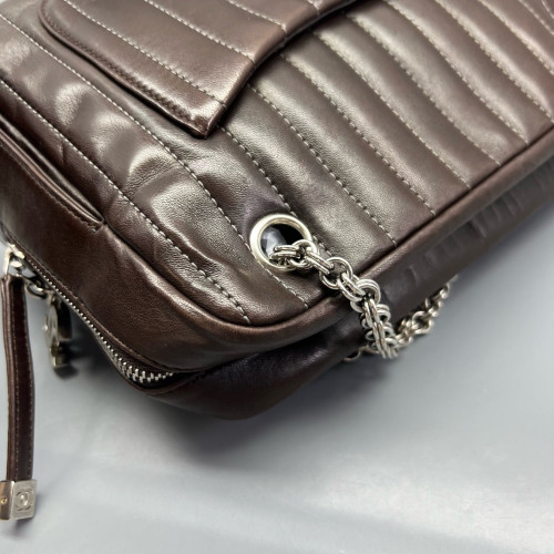 Chanel Shoulder Bag Calfskin Brown