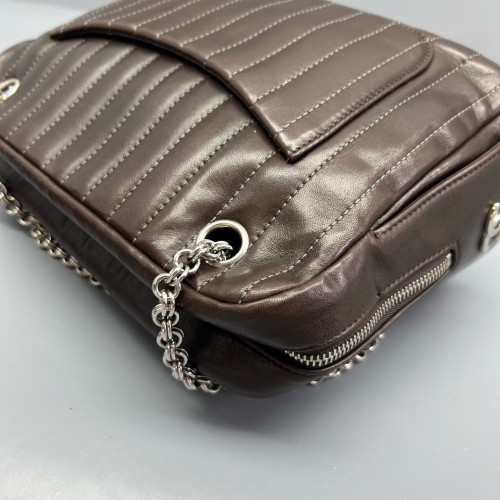 Chanel Shoulder Bag Calfskin Brown