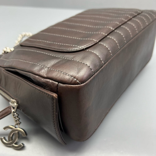 Chanel Shoulder Bag Calfskin Brown