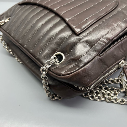 Chanel Shoulder Bag Calfskin Brown