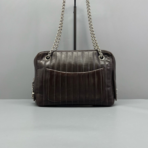 Chanel Shoulder Bag Calfskin Brown