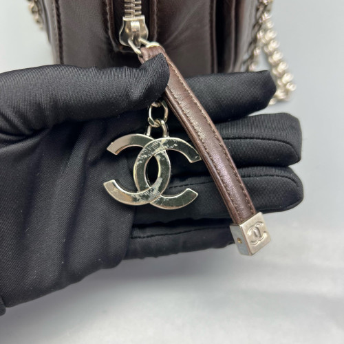 Chanel Shoulder Bag Calfskin Brown