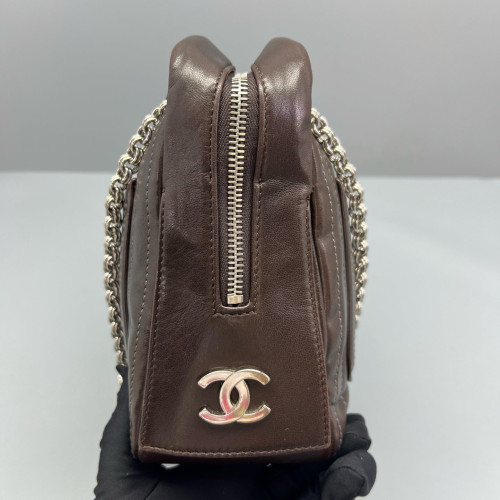 Chanel Shoulder Bag Calfskin Brown