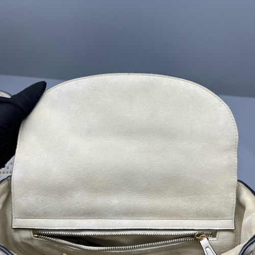 Dior Studded Medium Lady Dior Calfskin White