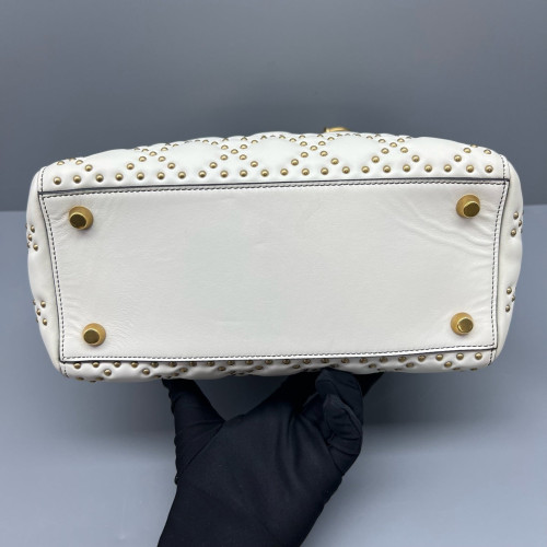 Dior Studded Medium Lady Dior Calfskin White