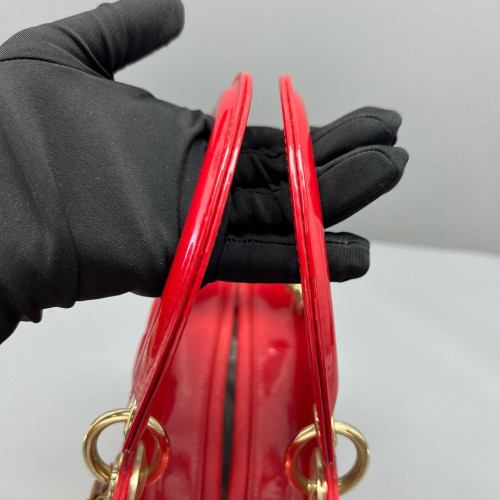 Dior Medium Lady Dior Patent Calfskin Red