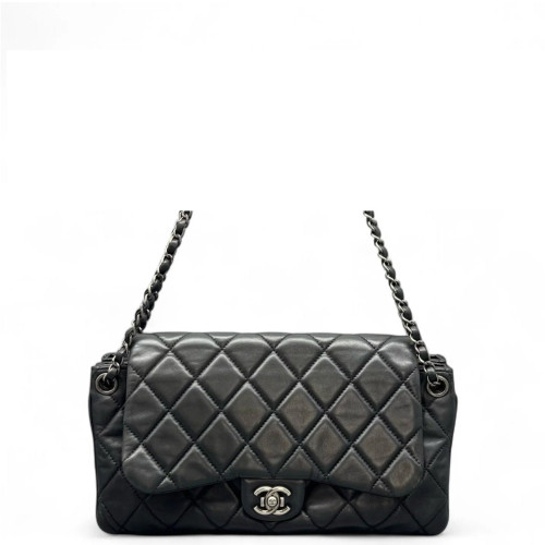 Chanel Quilted Accordion Flap Bag Lambskin Black