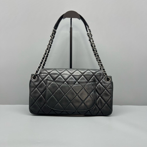 Chanel Quilted Accordion Flap Bag Lambskin Black