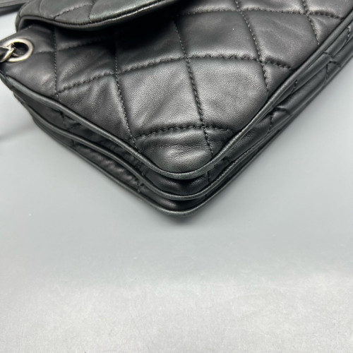 Chanel Quilted Accordion Flap Bag Lambskin Black