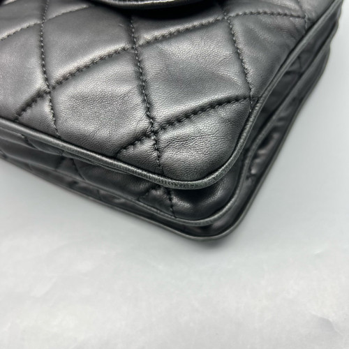 Chanel Quilted Accordion Flap Bag Lambskin Black