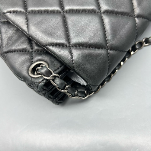Chanel Quilted Accordion Flap Bag Lambskin Black