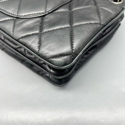 Chanel Quilted Accordion Flap Bag Lambskin Black