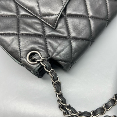 Chanel Quilted Accordion Flap Bag Lambskin Black
