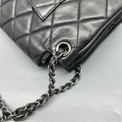 Chanel Quilted Accordion Flap Bag Lambskin Black