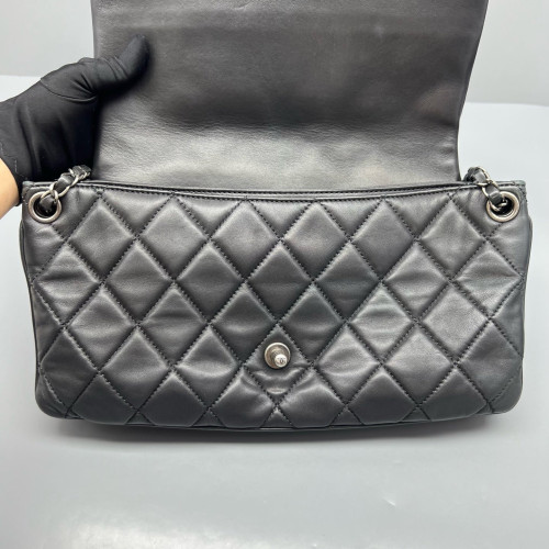 Chanel Quilted Accordion Flap Bag Lambskin Black