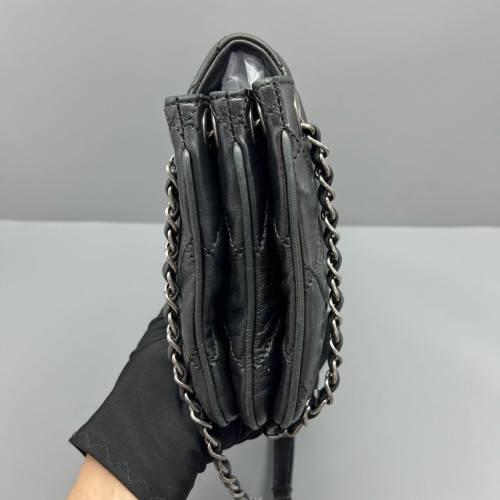 Chanel Quilted Accordion Flap Bag Lambskin Black