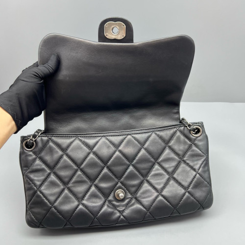 Chanel Quilted Accordion Flap Bag Lambskin Black