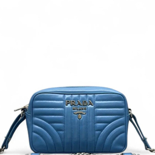 Prada Small Diagramme Camera Calfskin Blue