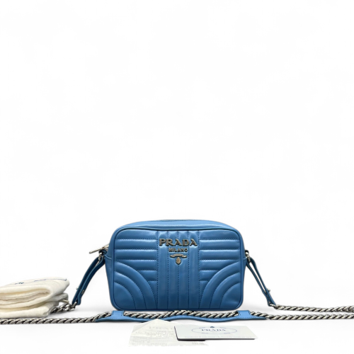 Prada Small Diagramme Camera Calfskin Blue