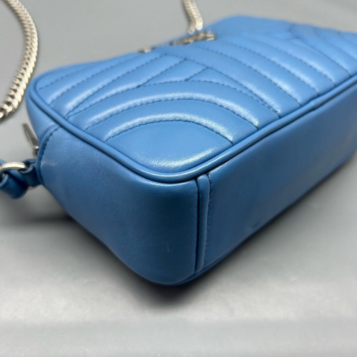 Prada Small Diagramme Camera Calfskin Blue
