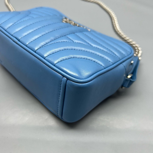 Prada Small Diagramme Camera Calfskin Blue