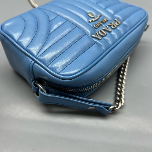 Prada Small Diagramme Camera Calfskin Blue