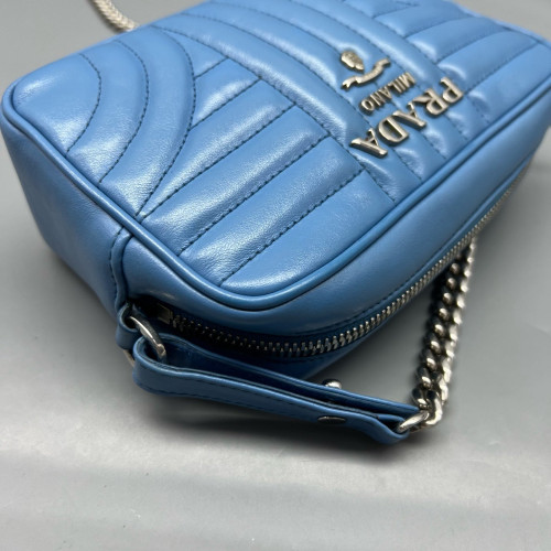Prada Small Diagramme Camera Calfskin Blue