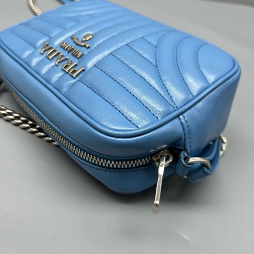 Prada Small Diagramme Camera Calfskin Blue