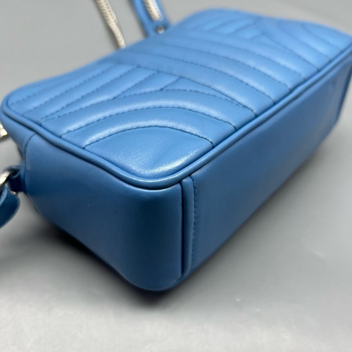 Prada Small Diagramme Camera Calfskin Blue