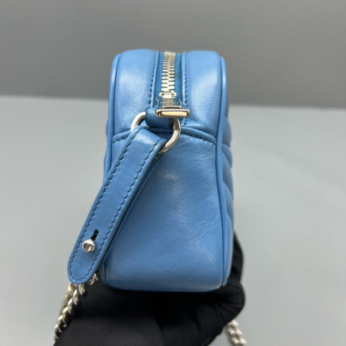 Prada Small Diagramme Camera Calfskin Blue