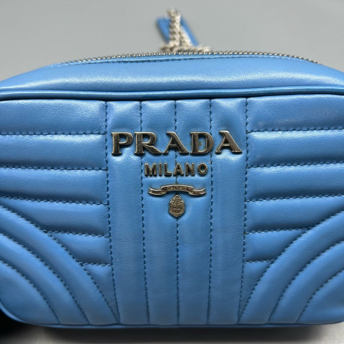Prada Small Diagramme Camera Calfskin Blue