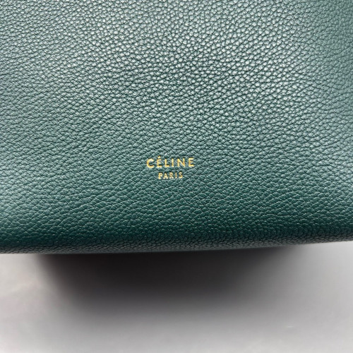 Celine Sangle Small Bucket Bag Grained Calfskin Green