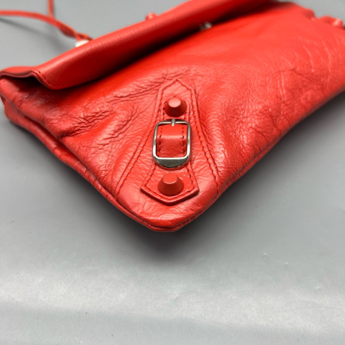 Balenciaga City Clutch Arena Lambskin Red