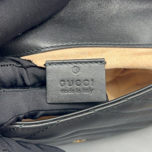 Gucci Chevron Super Mini GG Marmont Chain Wallet Calfskin Black
