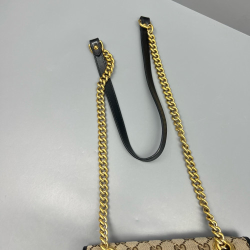 Gucci Mini GG Marmont Canvas Calfskin Beige Black Gucci Mini GG Marmont Canvas Calfskin Beige Black