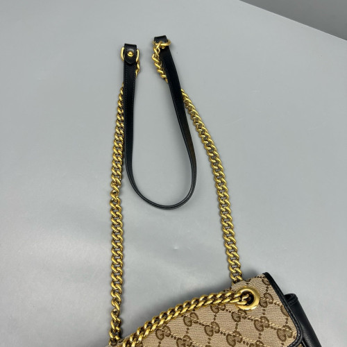 Gucci Mini GG Marmont Canvas Calfskin Beige Black Gucci Mini GG Marmont Canvas Calfskin Beige Black