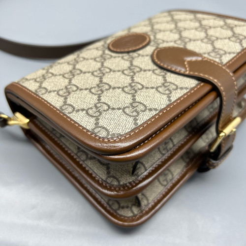 Gucci Accordion Bag GG Monogram Calfskin Brown Gucci Accordion Bag GG Monogram Calfskin Brown
