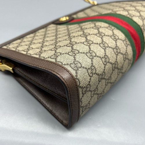 Gucci Web Medium Ophidia Chain Shoulder Bag GG Supreme Monogram Beige Ebony Brown Gucci Web Medium Ophidia Chain Shoulder Bag GG Supreme Monogram Beige Ebony Brown