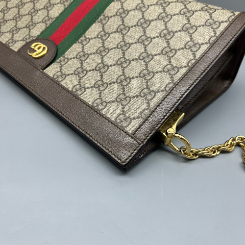 Gucci Web Medium Ophidia Chain Shoulder Bag GG Supreme Monogram Beige Ebony Brown Gucci Web Medium Ophidia Chain Shoulder Bag GG Supreme Monogram Beige Ebony Brown