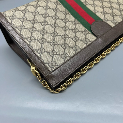 Gucci Web Medium Ophidia Chain Shoulder Bag GG Supreme Monogram Beige Ebony Brown Gucci Web Medium Ophidia Chain Shoulder Bag GG Supreme Monogram Beige Ebony Brown