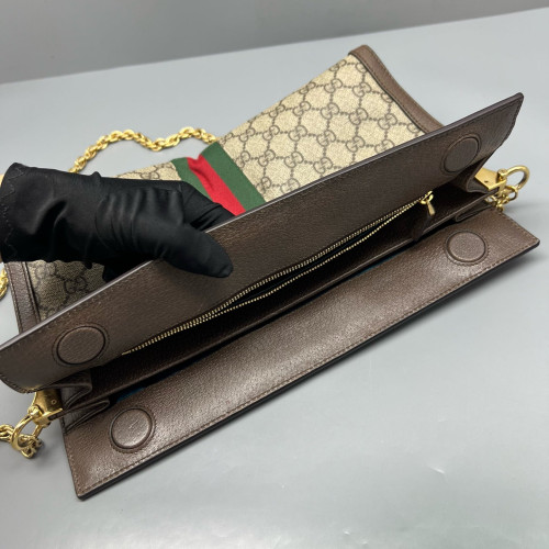 Gucci Web Medium Ophidia Chain Shoulder Bag GG Supreme Monogram Beige Ebony Brown Gucci Web Medium Ophidia Chain Shoulder Bag GG Supreme Monogram Beige Ebony Brown