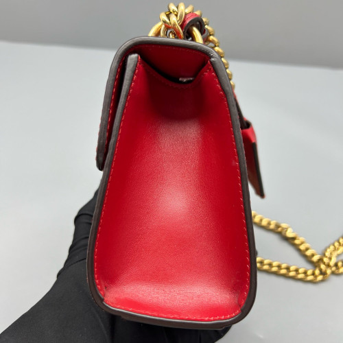 Gucci Small Padlock Shoulder Bag Guccissima Red