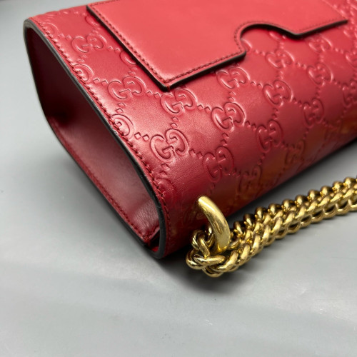 Gucci Small Padlock Shoulder Bag Guccissima Red