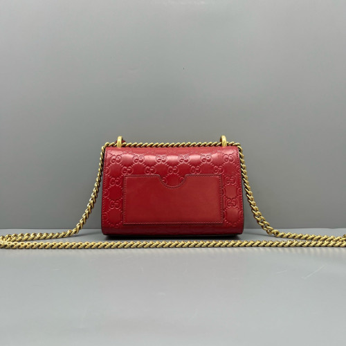 Gucci Small Padlock Shoulder Bag Guccissima Red