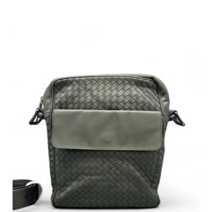 Bottega Veneta Messenger Lambskin Intrecciato Nappa Dark Grey