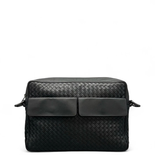 Bottega Veneta Messenger Lambskin Intrecciato Nappa Black
