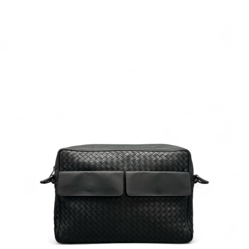 Bottega Veneta Messenger Lambskin Intrecciato Nappa Black