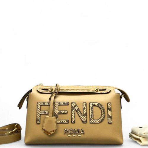 Fendi By The Way Medium Snakeskin Smooth Calfskin Beige